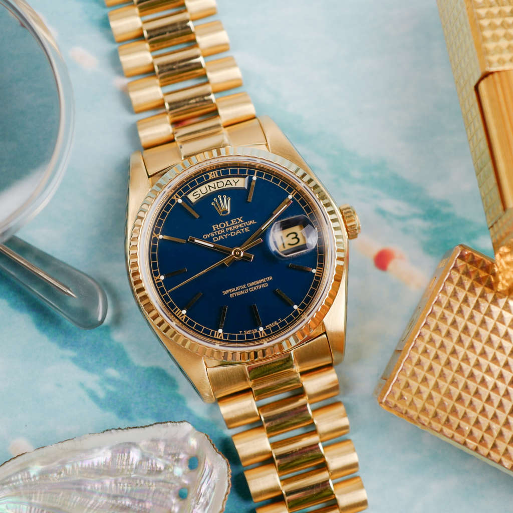 cafe-noir-montre-vintage-marseille-aix-horloger-rolex-day-date-18038-bleu-tritium-president-1980