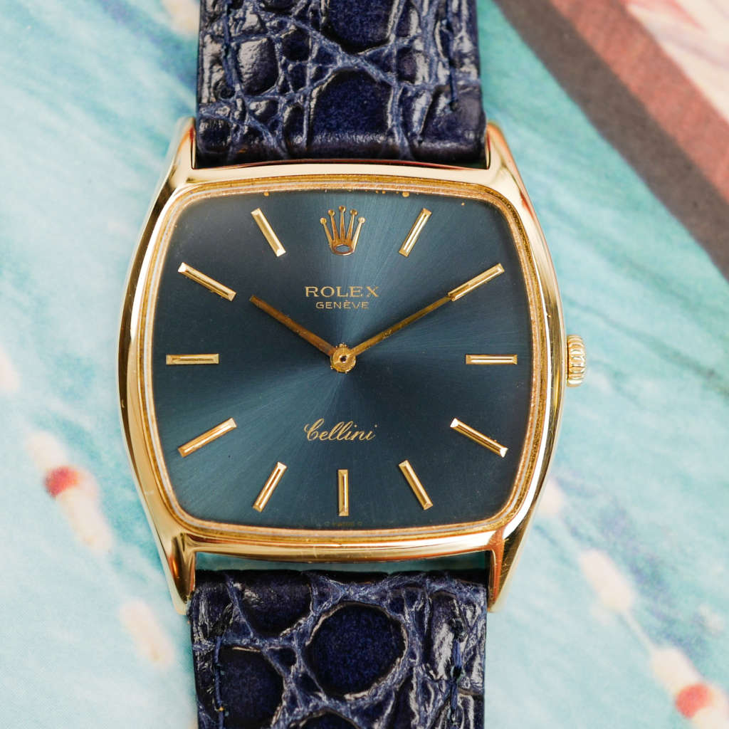 cafe-noir-montres-aix-horloger-rolex-cellini-bleu-3805-or-jaune-1970-vintage