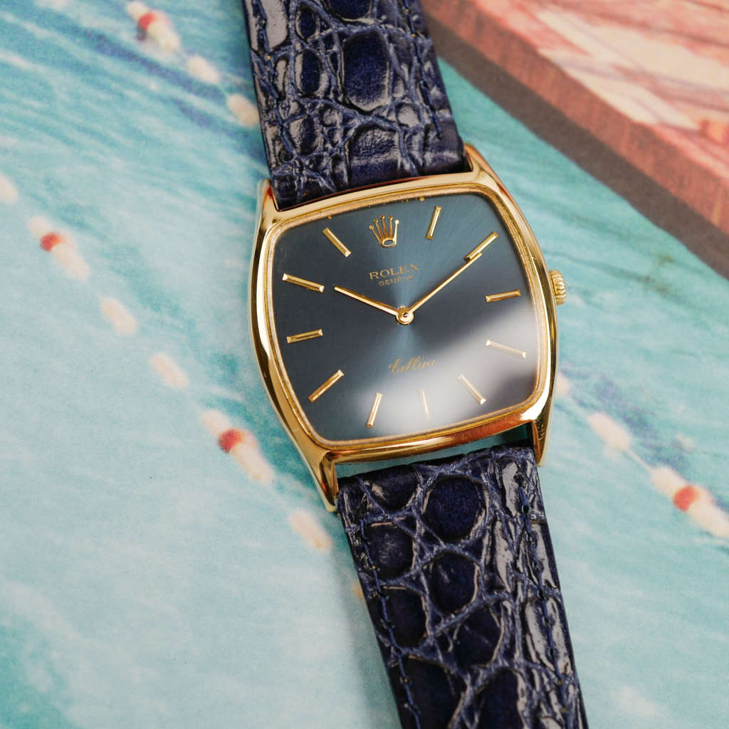 cafe-noir-montres-aix-horloger-rolex-cellini-bleu-3805-or-jaune-1970-vintage