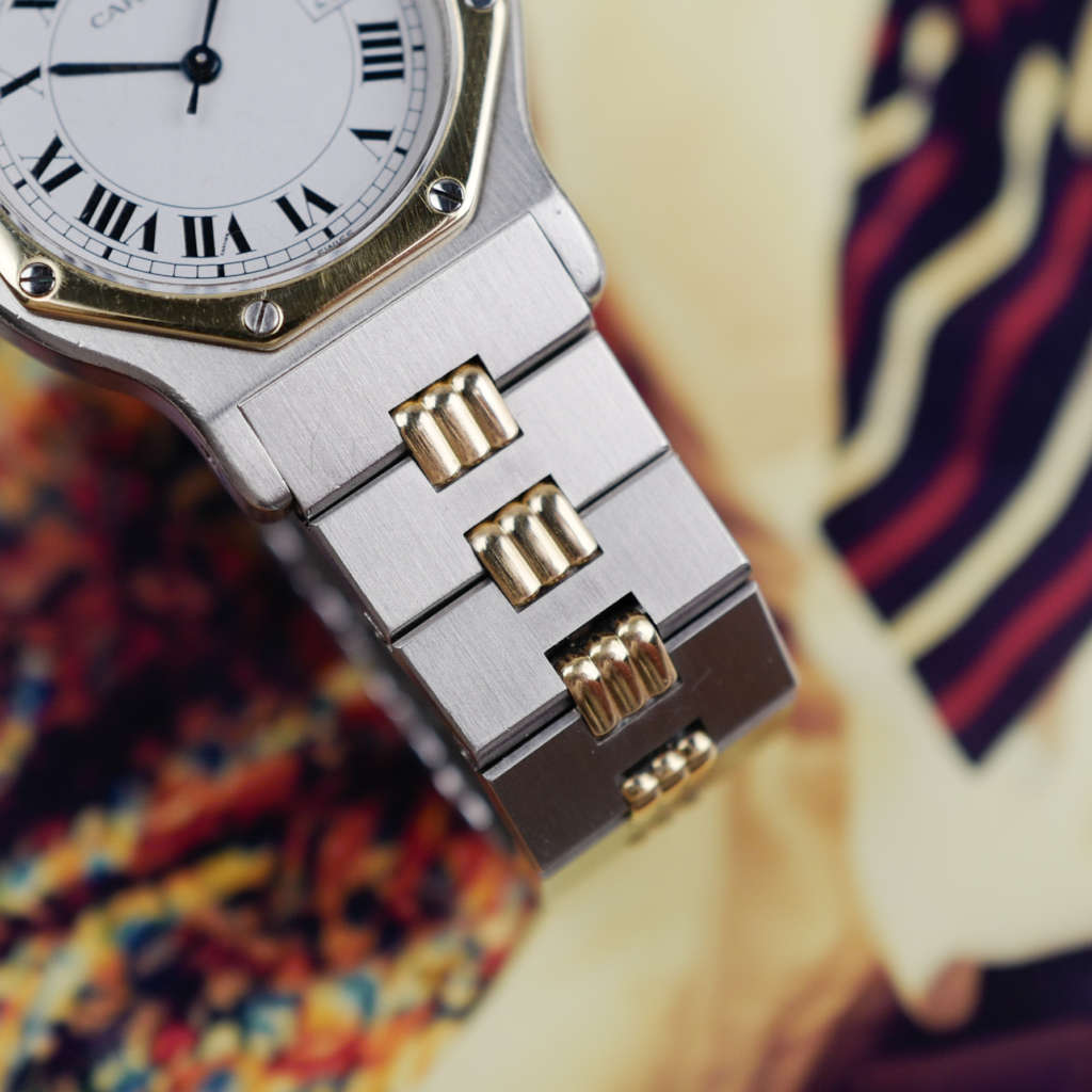 cartier-santos-octogonale-gordon-or-acier-grand-modele-ref-2966-vintage-1990