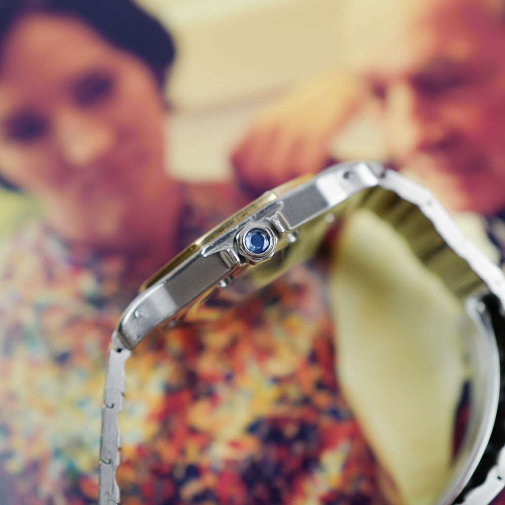 cartier-santos-octogonale-gordon-or-acier-grand-modele-ref-2966-vintage-1990