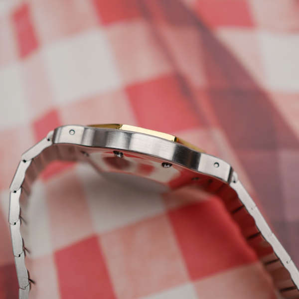 cafe noir montres horloger marseille boite papiers service full set Cartier Santos octogonale GM or et acier réf 2966 bicolore vintage 1990