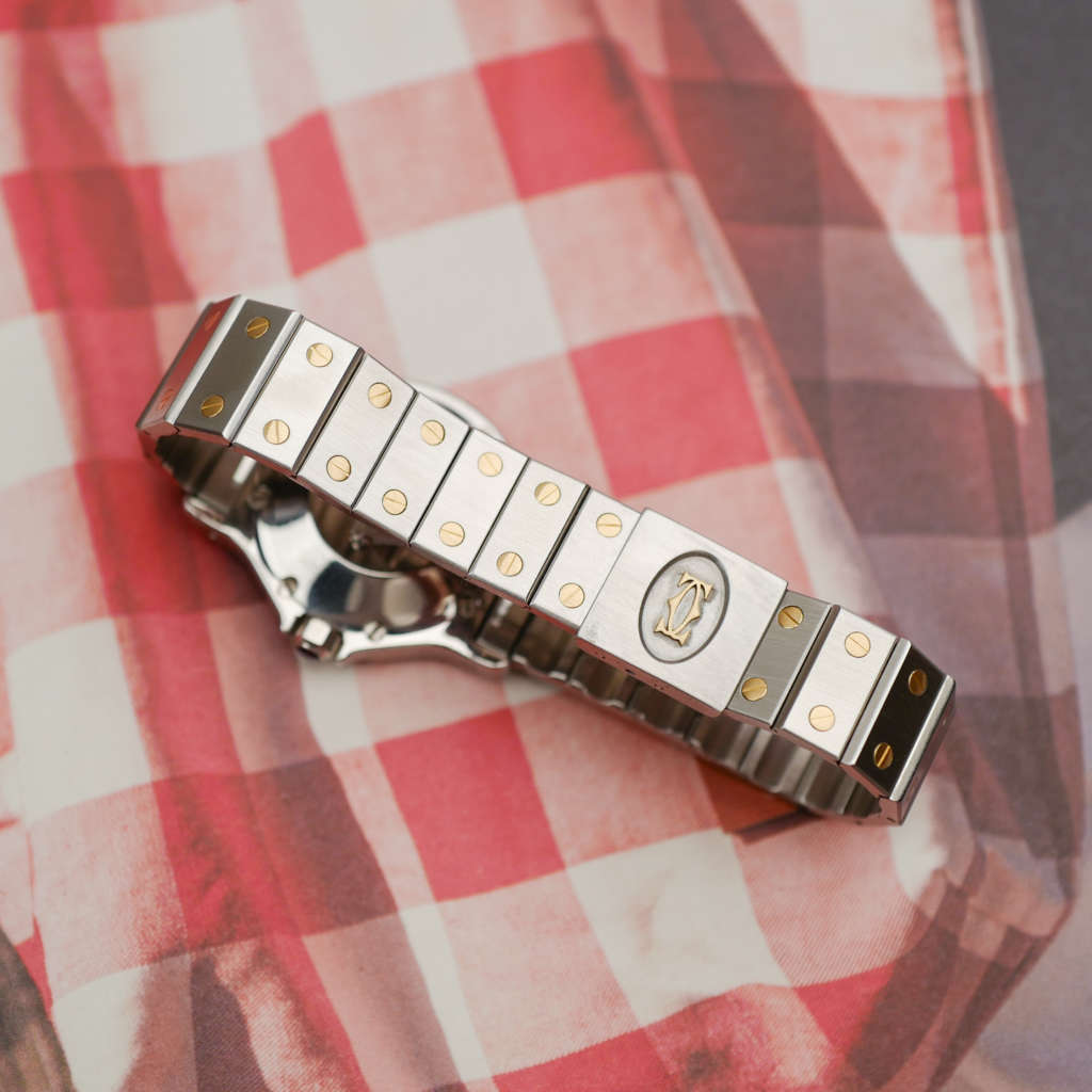 cafe noir montres horloger marseille boite papiers service full set Cartier Santos octogonale GM or et acier réf 2966 bicolore vintage 1990