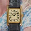 cafe noir montres horloger marseille cartier tank must mécanique pour femme vermeil petit modèle or chiffres romains bracelet vert full set