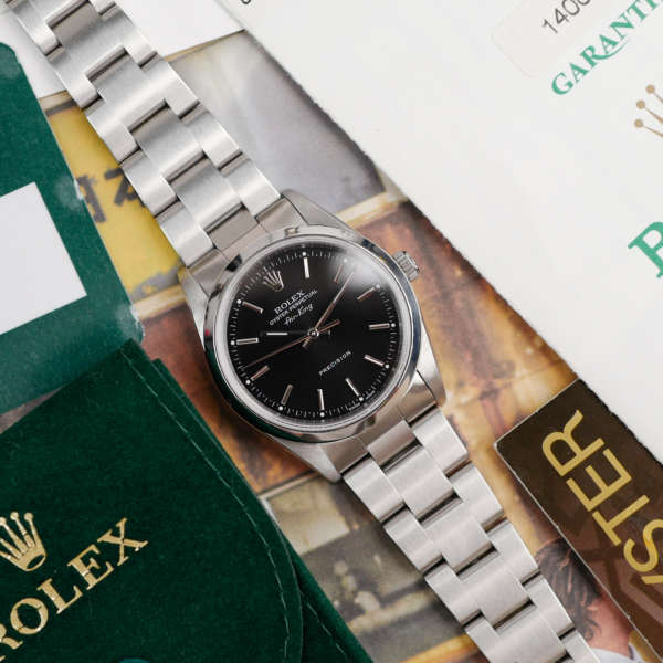 cafe-noir-montres-horloger-marseille-rolex-airking-vintage-full-set-2000-automatique