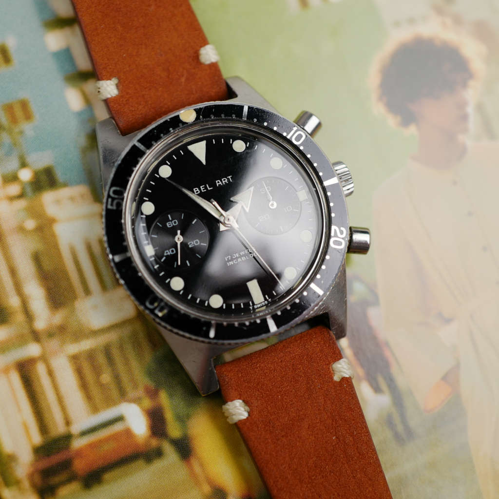 bel-art-skin-diver-chronograph-glossy-dial-vintage-1970-tritium