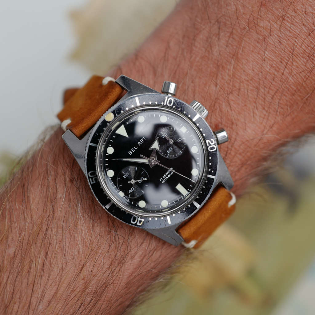 bel-art-skin-diver-chronograph-glossy-dial-vintage-1970-tritium