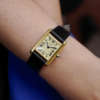 cafe noir montres horloger marseille cartier tank must mécanique pour femme vermeil petit modèle or chiffres romains bracelet vert