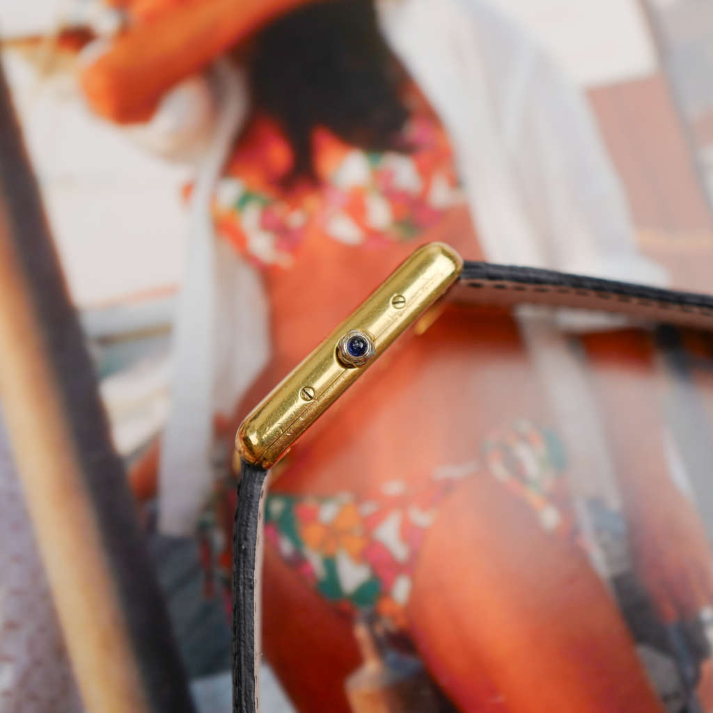 cafe noir montres horloger marseille cartier tank must mécanique pour femme vermeil petit modèle or chiffres romains bracelet vert