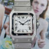 cafe noir les montres horloger marseille cartier santos acier automatique 2960 cadran blanc grand modèle automatique full set papiers boite 1980
