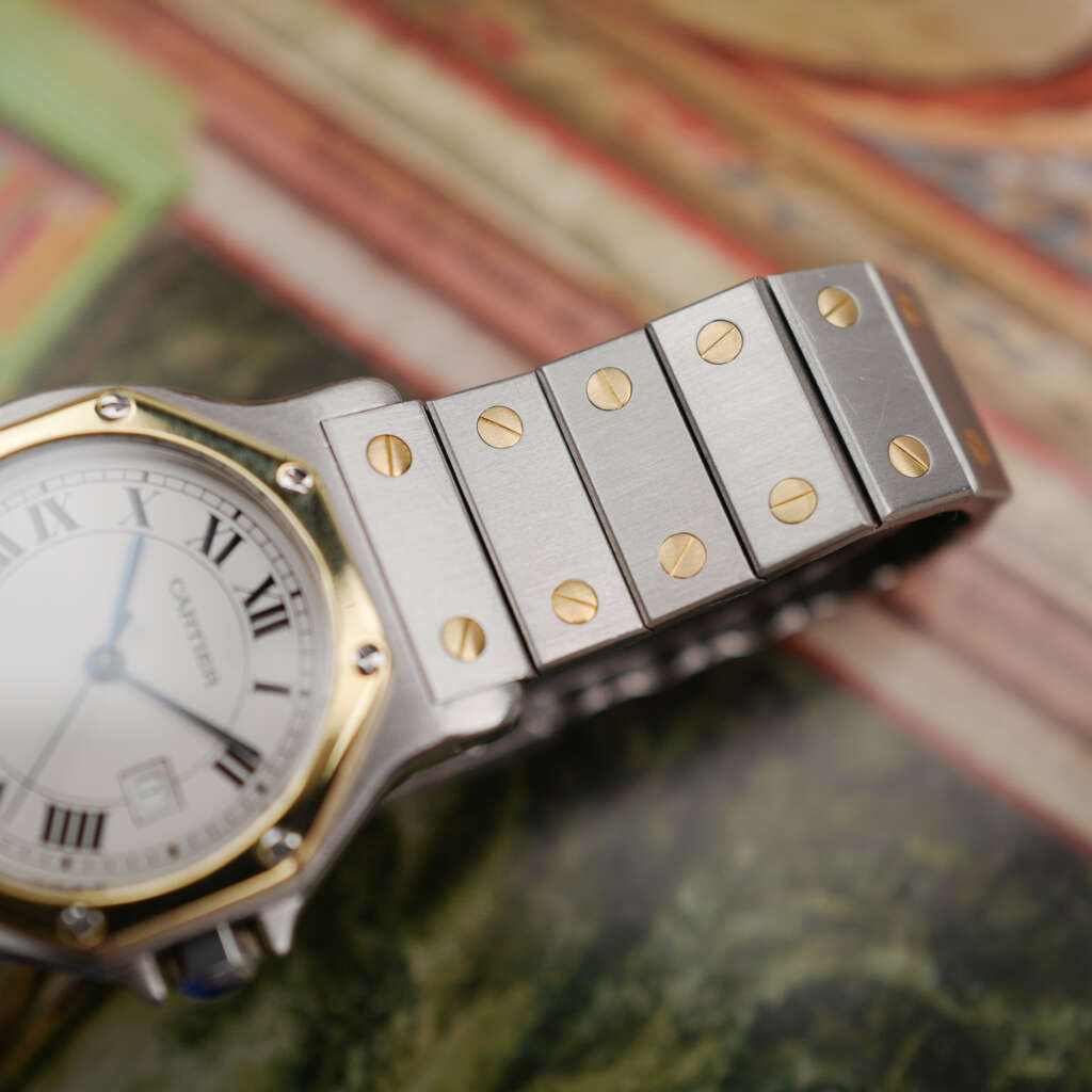 cafe-noir-montres-horloger-marseille-boite-papiers-service-full-set-Cartier-Santos-octogonale-GM-or-et-acier-réf-2966-bicolore-vintage