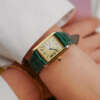 cafe noir montres horloger marseille cartier tank must mécanique pour femme vermeil petit modèle or chiffres romains bracelet vert