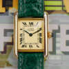 cafe noir montres horloger marseille cartier tank must mécanique pour femme vermeil petit modèle or chiffres romains bracelet vert