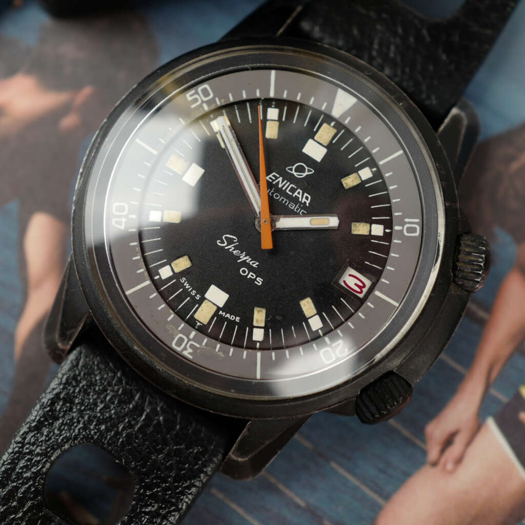 cafe-noir-montre-vintage-marseille-horloger-enicar-sherpa-ops-ultrasonic-militaire-1960