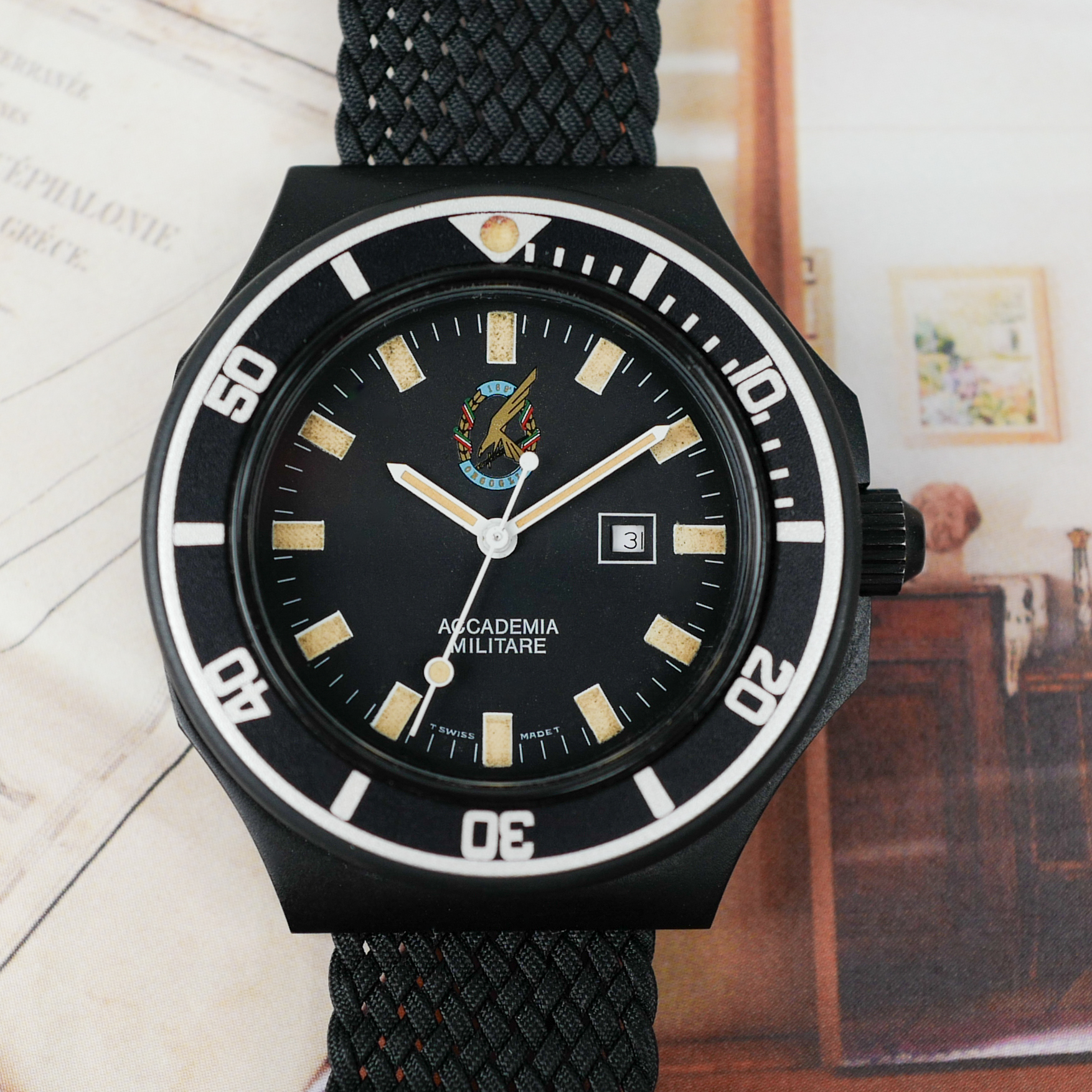 ACCADEMIA MILITARE Italienne Tritium + PVD (Vintage 1990)