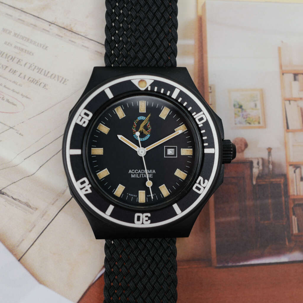 cafe-noir-montre-vintage-marseille-horloger-accademia-militare-italienne-tritium-pvd-1990