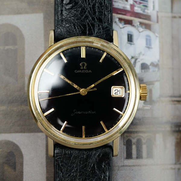 cafe-noir-montre-vintage-marseille-horloger-omega-seamaster-doree-cadran-noir-1962