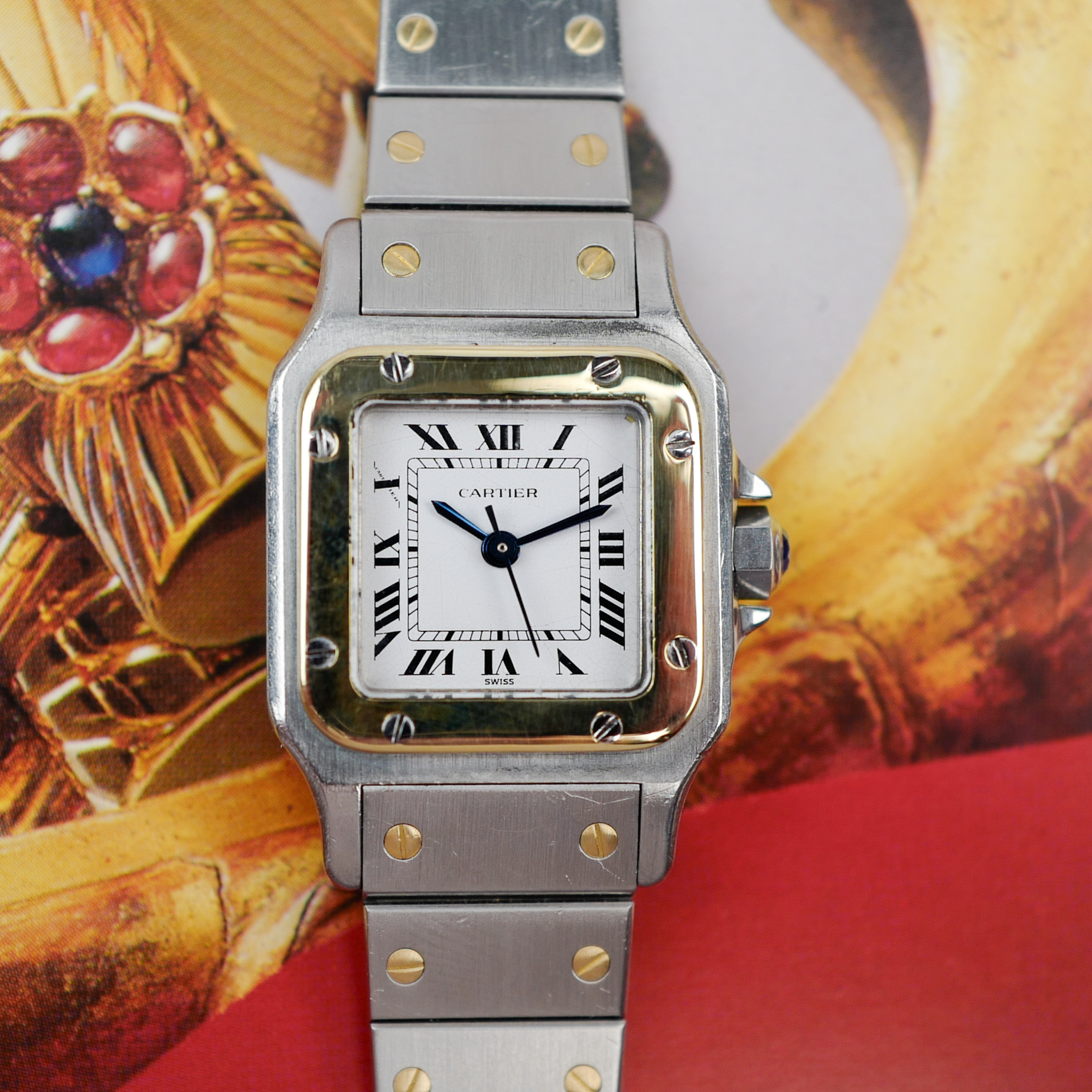 Cartier Santos pour femme –  Or & Acier (Vintage 1985) FULL SET