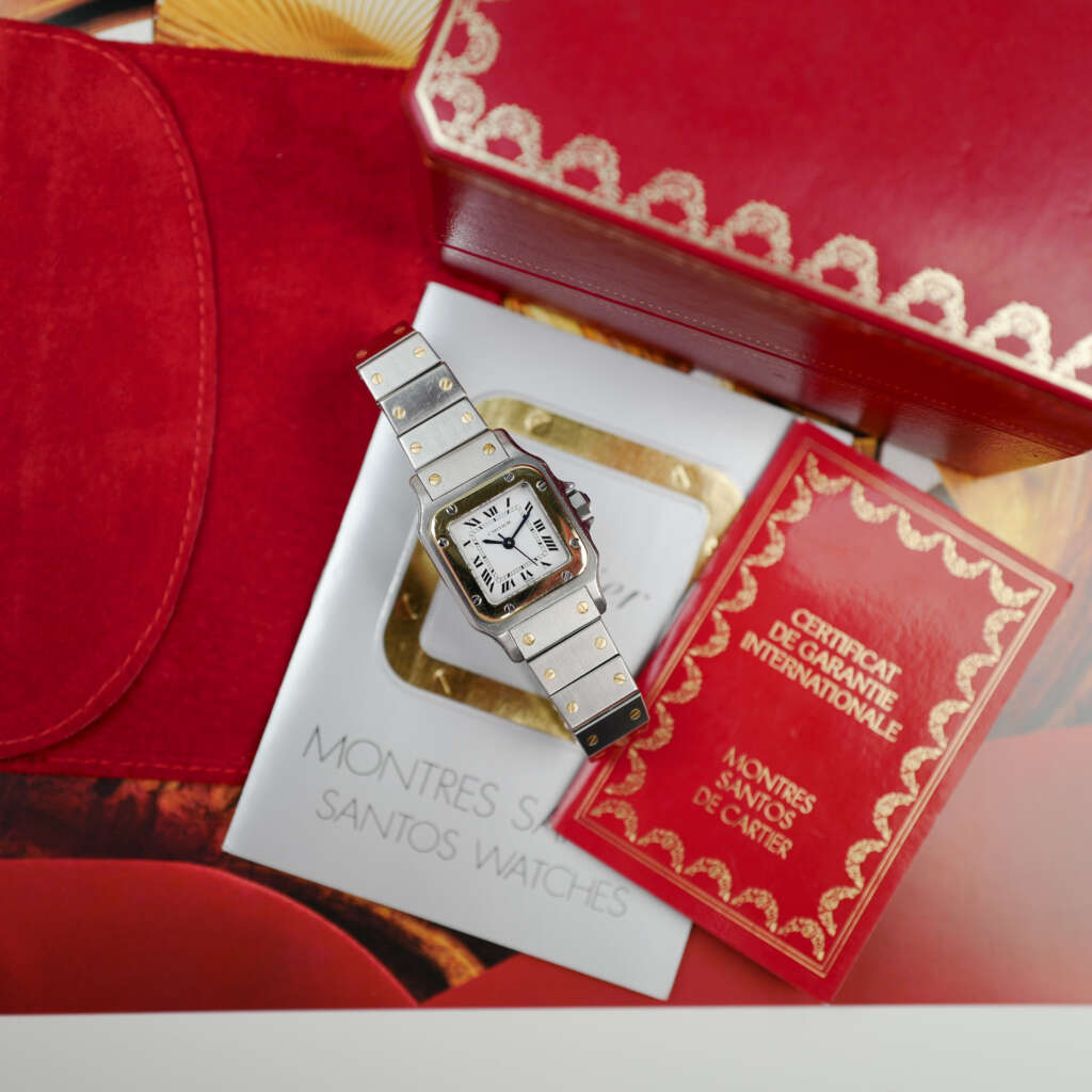 cafe noir les montres horloger marseille cartier santos pour femme or et acier bicolor ref 0902 vintage petit modèle