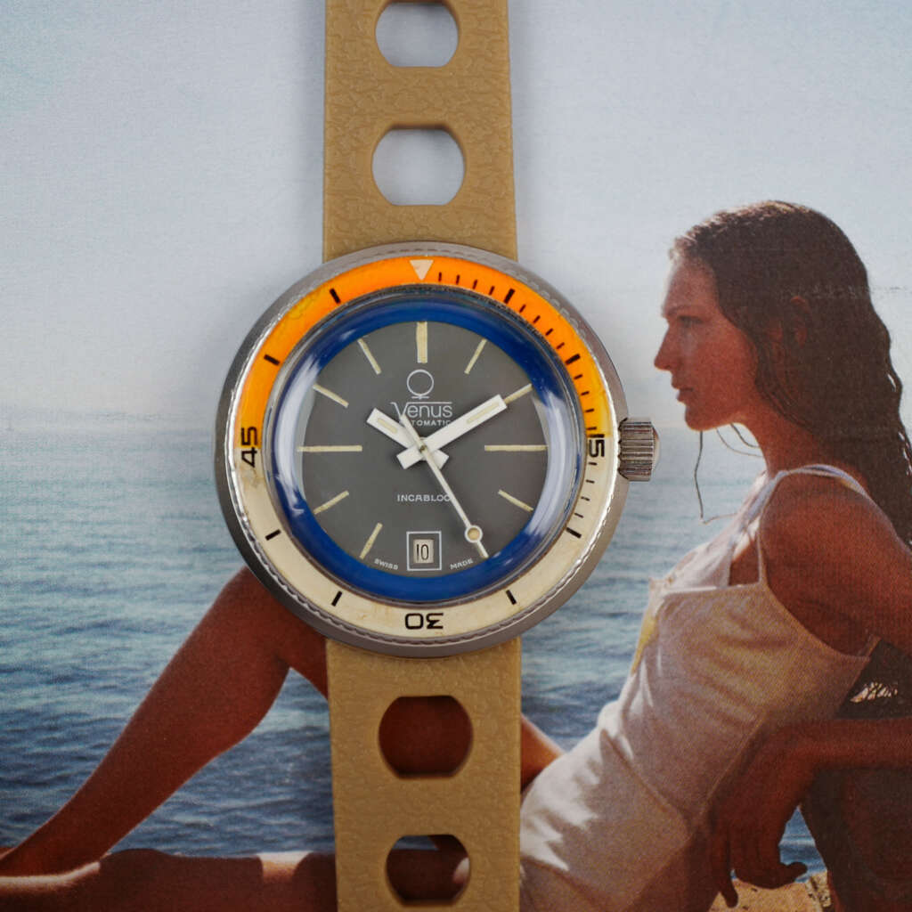 cafe-noir-montre-vintage-marseille-horloger-venus-skin-diver-bakelite-orange-1970