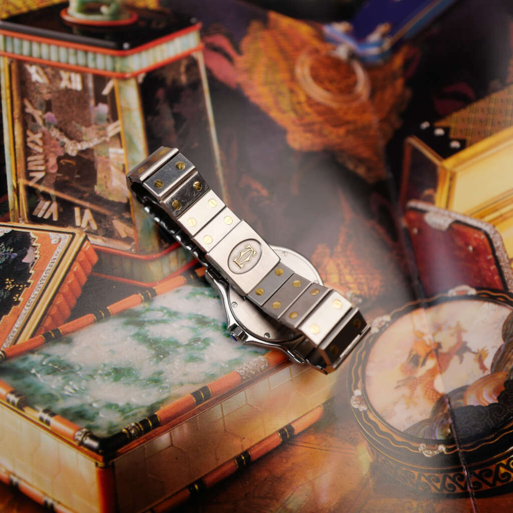 cafe-noir-montre-vintage-marseille-horloger-cartier-santos-octogonale-quartz-bicolore-1990