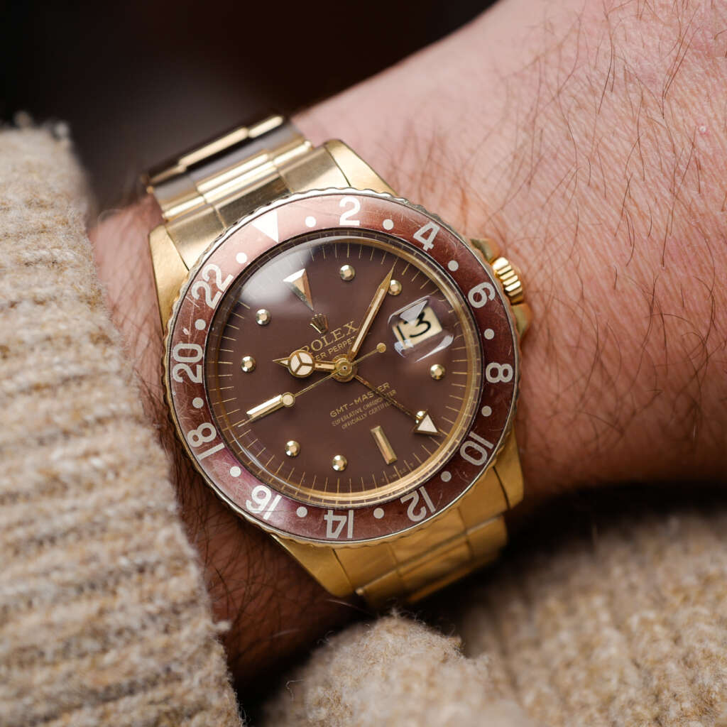 cafe-noir-montre-vintage-marseille-horloger-rolex-gmt-master-1675-or-jaune-rootbeer-1973
