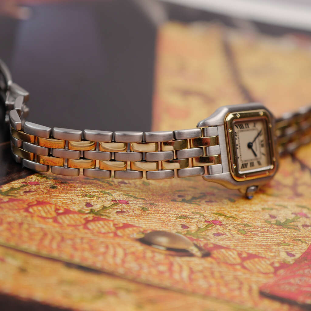 cafe-noir-montre-vintage-marseille-horloger-cartier-panthere-petit-modele-or-acier-vintage-1990