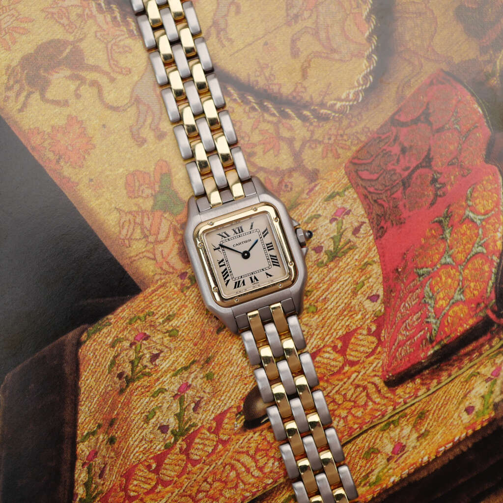 cafe-noir-montre-vintage-marseille-horloger-cartier-panthere-petit-modele-or-acier-vintage-1990