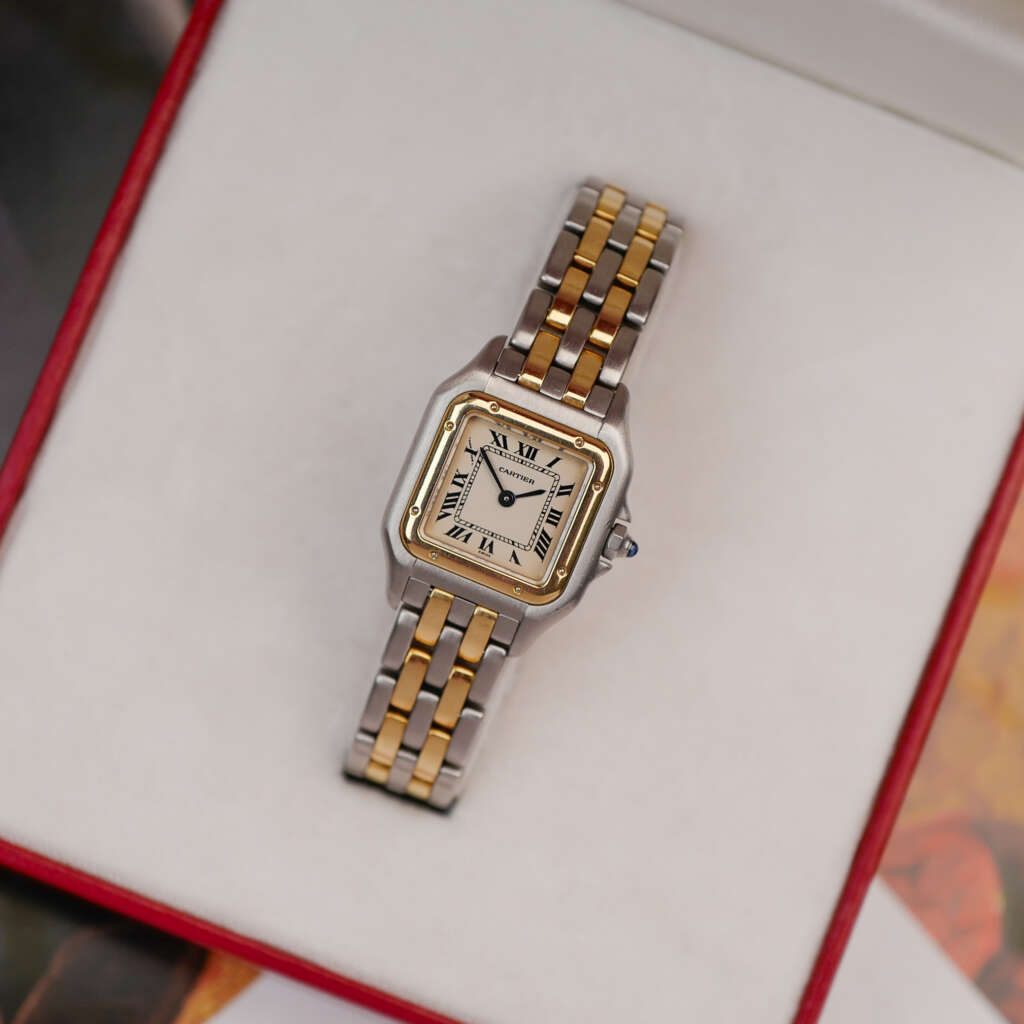 cafe-noir-montre-vintage-marseille-horloger-cartier-panthere-petit-modele-or-acier-vintage-1990
