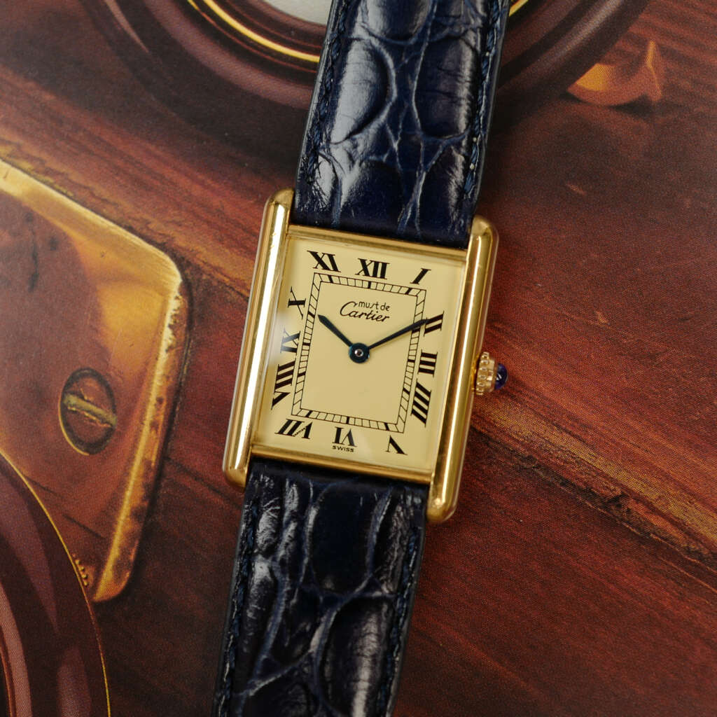 cafe-noir-montre-vintage-marseille-horloger-cartier-tank-must-vermeil-grand-modele-vintage-1990