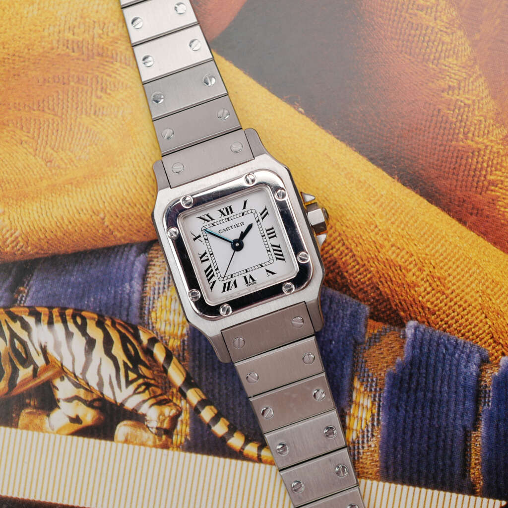 cafe-noir-montre-vintage-marseille-horloger-cartier-santos-galbee-petit-modele-acier-automatique-1990