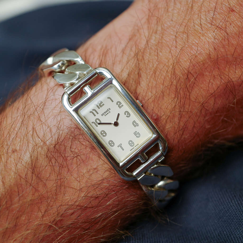 cafe-noir-montre-vintage-marseille-horloger-hermes-nantucket-chaine-argent-massif-1990