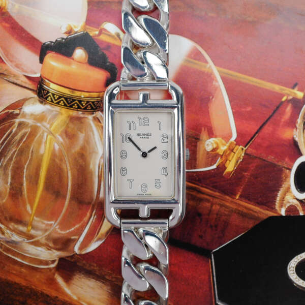 cafe-noir-montre-vintage-marseille-horloger-hermes-nantucket-chaine-argent-massif-1990