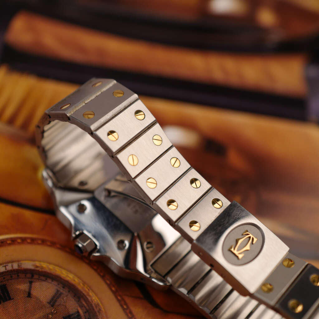 cafe-noir-montre-vintage-marseille-horloger-cartier-santos-homme-or-acier-full-set
