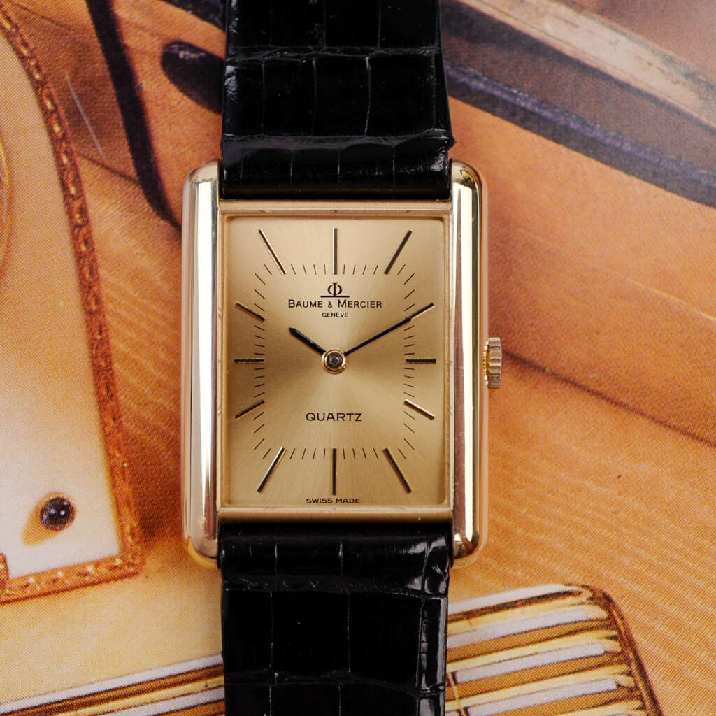 cafe-noir-montre-vintage-marseille-horloger-baume-mercier-tank-or-massif-18k-nos-1988
