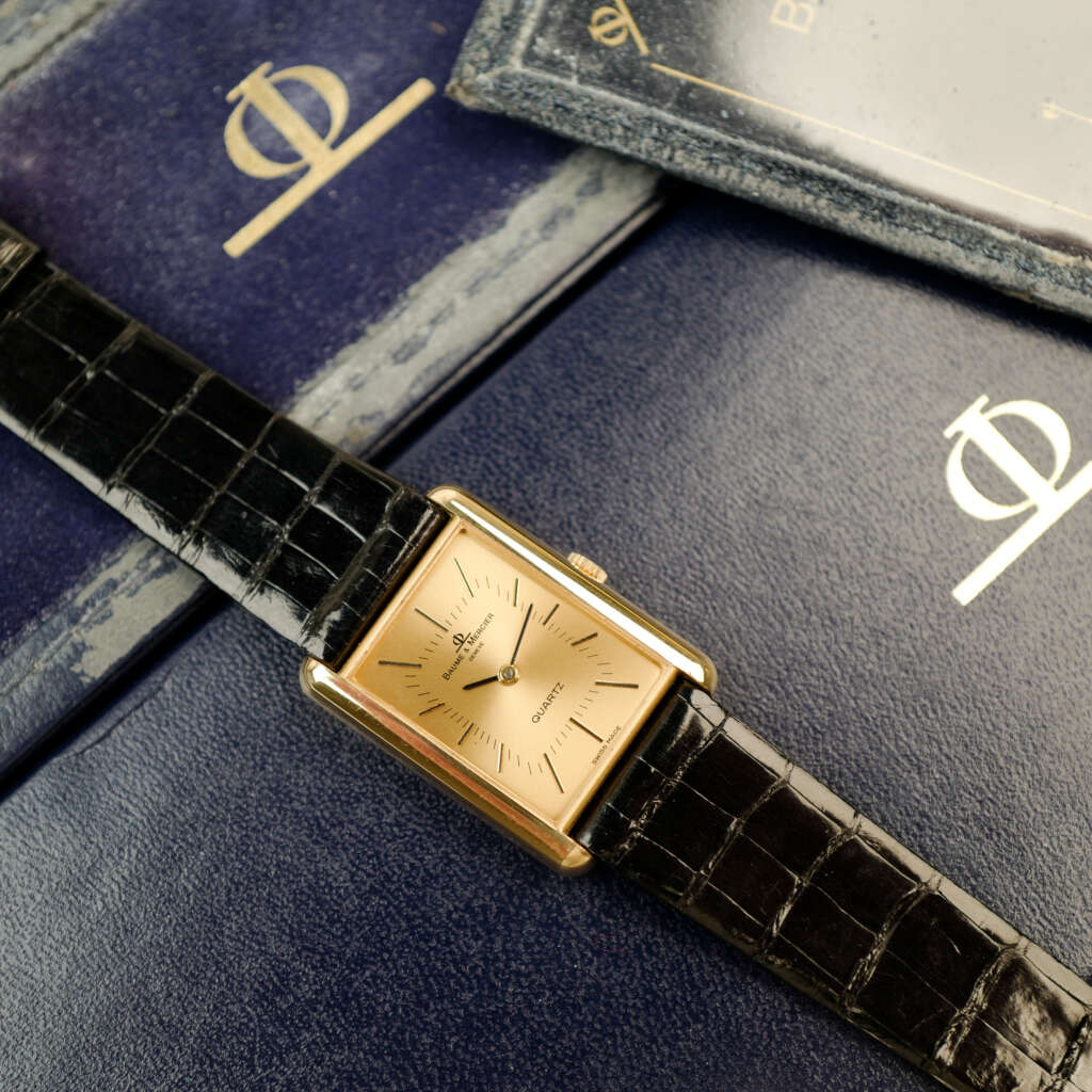 cafe-noir-montre-vintage-marseille-horloger-baume-mercier-tank-or-massif-18k-nos-1988