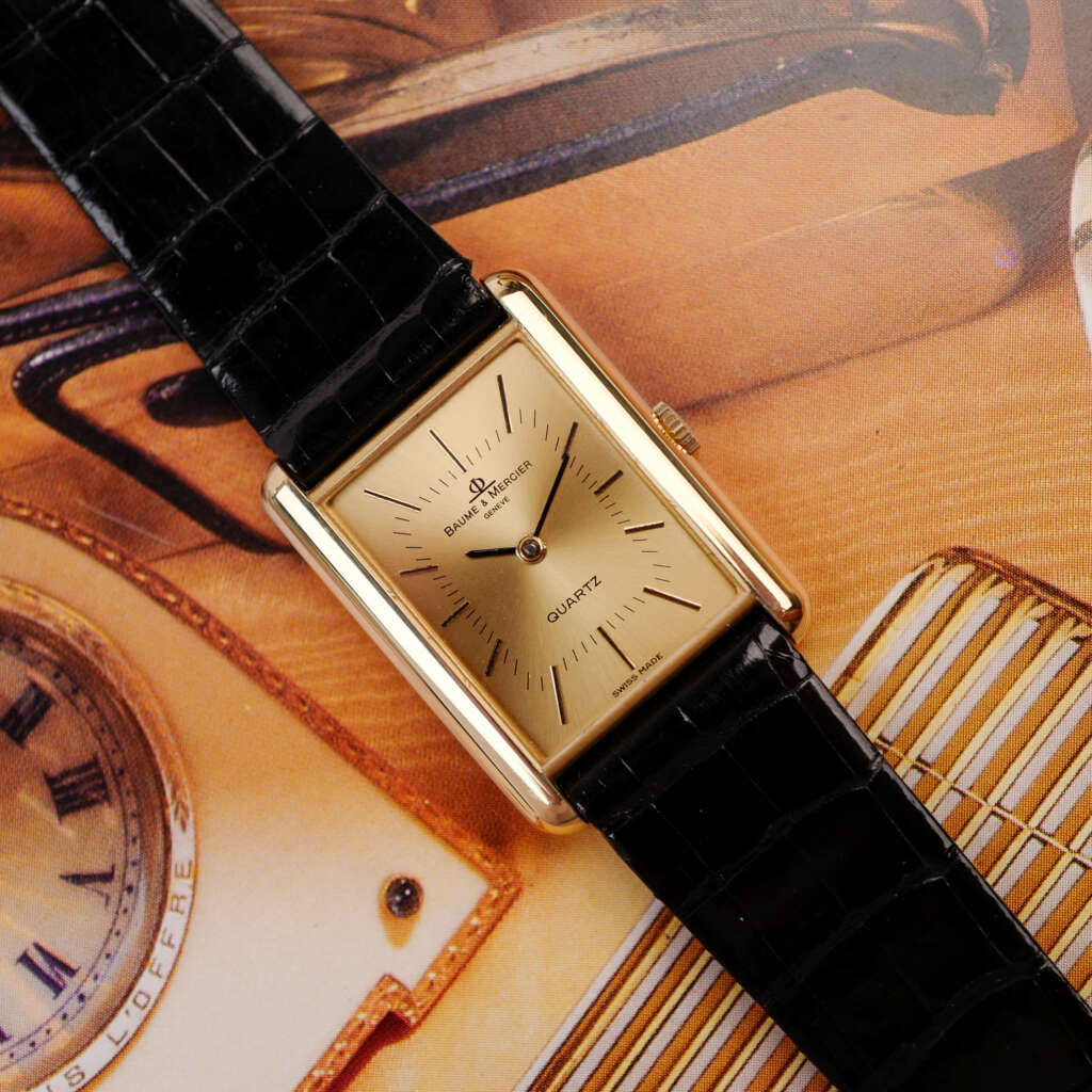 cafe-noir-montre-vintage-marseille-horloger-baume-mercier-tank-or-massif-18k-nos-1988