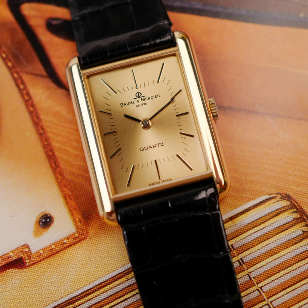 cafe-noir-montre-vintage-marseille-horloger-baume-mercier-tank-or-massif-18k-nos-1988