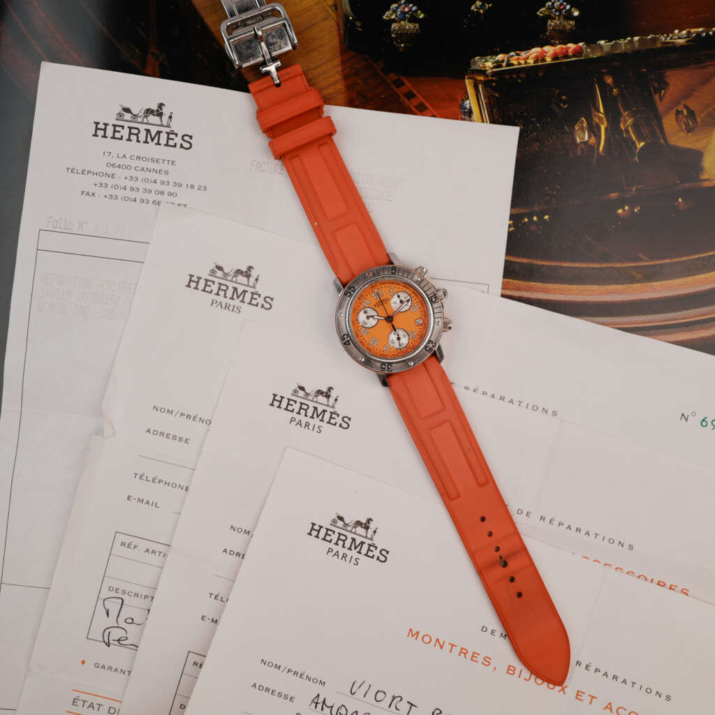 cafe-noir-montre-vintage-marseille-horloger-hermes-clipper-chronographe-orange-33mm-cl2316