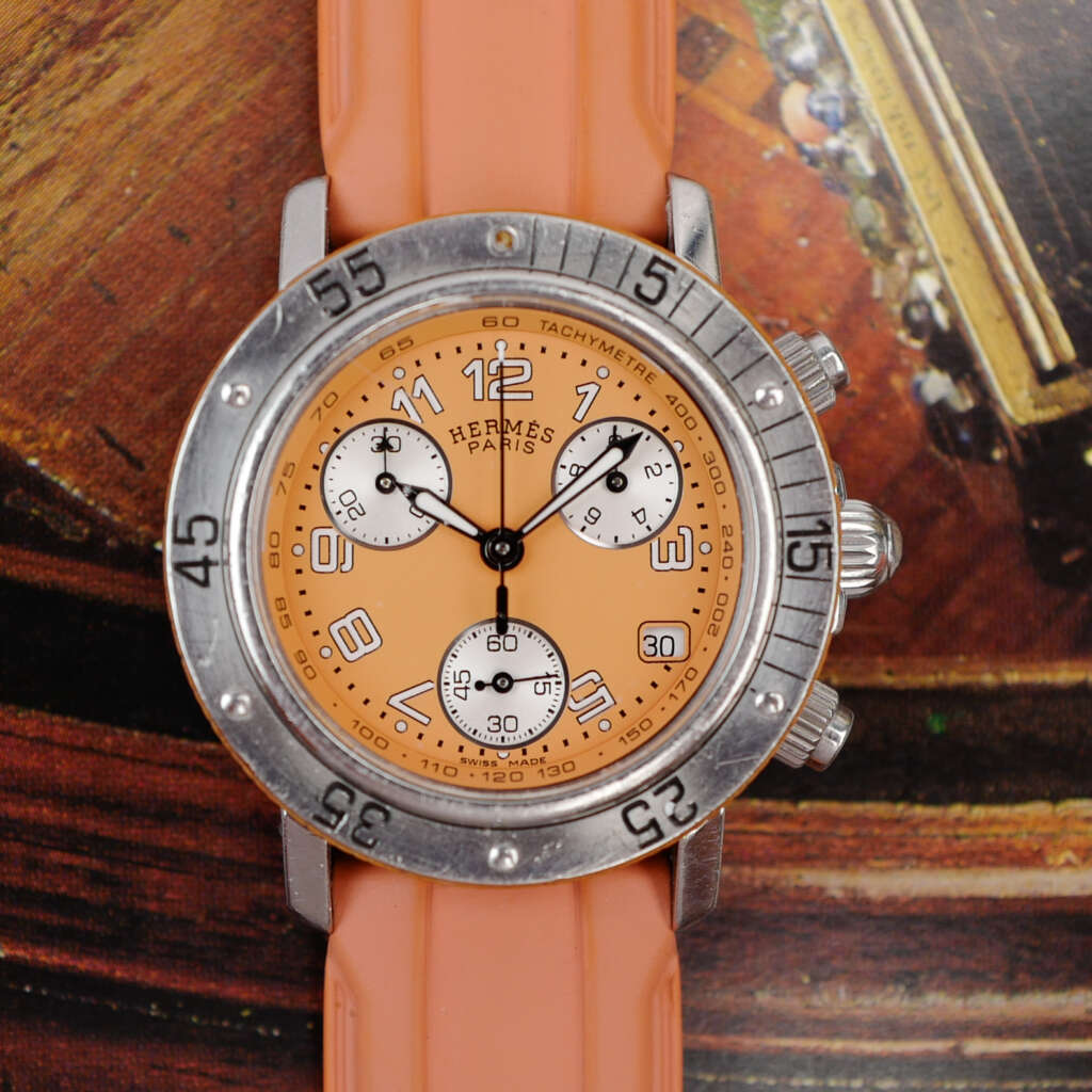 cafe-noir-montre-vintage-marseille-horloger-hermes-clipper-chronographe-orange-33mm-cl2316
