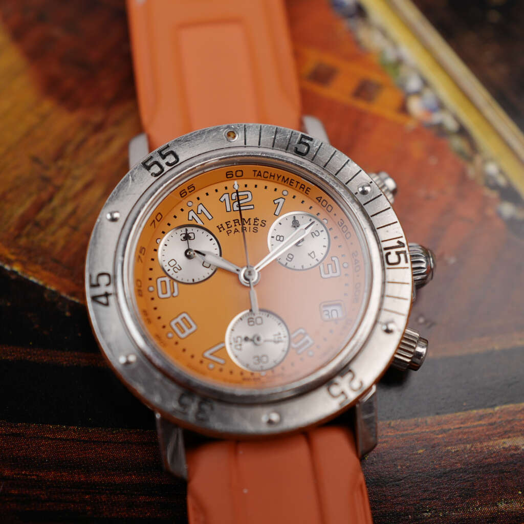 cafe-noir-montre-vintage-marseille-horloger-hermes-clipper-chronographe-orange-33mm-cl2316